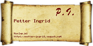 Petter Ingrid névjegykártya